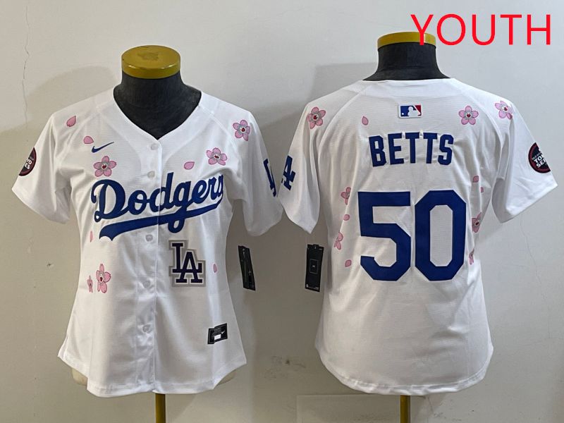 Youth Los Angeles Dodgers #50 Betts Sakura Edition 2025 Nike MLB Jersey style 5->youth mlb jersey->Youth Jersey
